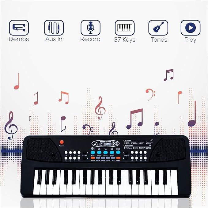 Piano Keyboard Toy with Microphone, USB Cable & Sound Recording