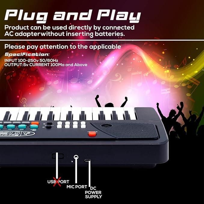 Piano Keyboard Toy with Microphone, USB Cable & Sound Recording