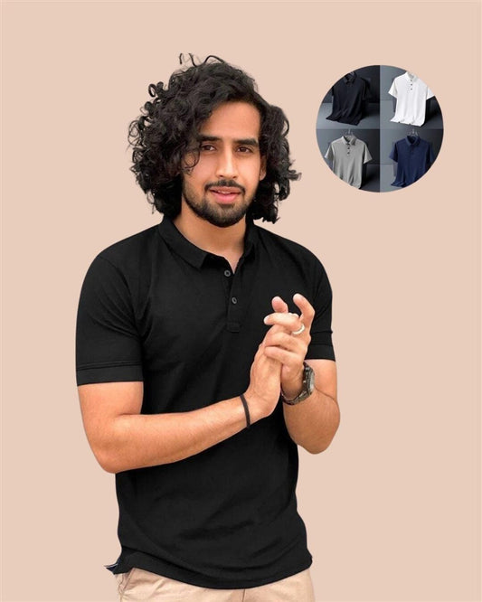 Poly Matte Assorted Solid Half Sleeves T-Shirt Pack Of 4